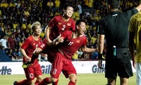 Anh Đức ghi bàn duy nhất giúp tuyển Việt Nam đánh bại Thái Lan. Ảnh: Hữu Phạm