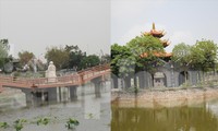 Thủy đình Di Lặc và lầu Quan Âm là hai trong số công trình mới được xây dựng tại di tích quốc gia chùa Đậu Ảnh: LỘC LIÊN 