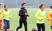 Vận động viên Nguyễn Thị Oanh (giữa) luyện tập cùng đồng đội hướng đến mục tiêu tranh tài tại Olympic Tokyo 2020 Ảnh: Như Ý 