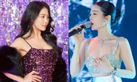 Lệ Quyên, Văn Mai Hương mặc áo hai dây hát dù Hà Nội dưới 10 độ C