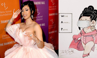 Cardi B chia sẻ bức tranh mang thông điệp chống dịch COVID-19 do fan Việt vẽ