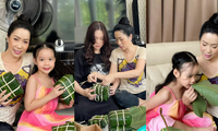 Á hậu - NSƯT Trịnh Kim Chi khoe thành quả gói bánh chưng của đại gia đình