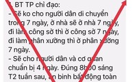 TPHCM ‘không cho người dân di chuyển trong 7 ngày’ là giả mạo