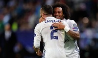 Marcelo và Carvajal được coi là những hậu vệ cánh hay nhất châu Âu lúc này. Ảnh: Reuters.