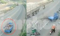 Clip: Khoảnh khắc xe ba gác lao vào xe tải, tài xế bị thanh sắt xiên qua đùi