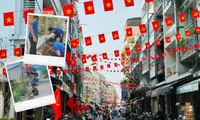 Đoàn viên thanh niên thực hiện công trình đường cờ Tổ quốc mừng đại lễ 30/4