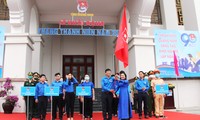 Lê khởi động Tháng Thanh niên năm 2021 của Tuổi trẻ Quảng Nam. Ảnh H. Văn.