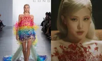 Rosé tiếp tục mặc váy của Công Trí trong MV &quot;Gone&quot;, lần này là một thiết kế 7 sắc cầu vồng