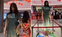 Ma-nơ-canh đón Tết ở trung tâm thương mại Malaysia khiến khách hết hồn, không dám lại gần