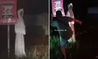 Đóng giả làm ma để dọa người đi đường, không ngờ bị đá ngã lăn và bắt lên đồn