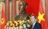 Đồng chí Lê Khánh Hải, Uỷ viên Trung ương Đảng, Chủ nhiệm Văn phòng Chủ tịch nước phát biểu tại Lễ công bố Ảnh: Phương Hoa/TTXVN