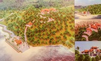 Phối cảnh tổng thể chùa Trúc Lâm đảo Trần với vị trí đắc địa, tọa lạc trên đồi cao hướng ra phía biển. Ảnh: VOV