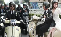 Phan Hiển chơi lớn, đón &quot;cô dâu tháng 12&quot; Khánh Thi về dinh bằng dàn mô tô cực ngầu