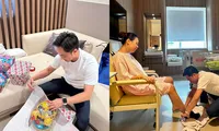 Ông bố &quot;10 điểm&quot; Cường Đô La: Vừa gói quà cho con, vừa chăm vợ sau sinh cực khéo