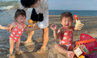 Cây hài nhí thực thụ: Con gái Salim đi biển có ngay cả &quot;rổ meme&quot;