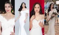 Hoa hậu Đỗ Thị Hà đụng nguyên dàn Hoa hậu khi diện lại mẫu váy &quot;thiên nga&quot;, ai đẹp nhất?
