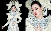 Ái Nhi trình diễn áo dài nặng 30kg tại phần thi Quốc phục của &quot;Miss Intercontinental 2021&quot;