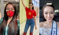 Bị chậm chuyến và vật lộn với đống hành lý nhưng Hoa hậu Đỗ Thị Hà đã đến Puerto Rico