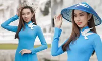 Ngắm trọn bộ ảnh Hoa hậu Thùy Tiên mặc áo dài đội vương miện Miss Grand International