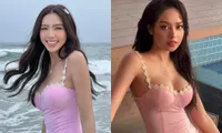 Lại &quot;đụng hàng&quot; áo tắm với đàn chị Thùy Tiên, Hoa hậu Thanh Thủy có được khen như lần đầu?