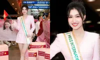 Phương Nhi &quot;sắc hồng trong khu vực sân bay&quot; ngày lên đường tới Miss International 2023