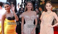 Dàn Hoa - Á hậu tại thảm đỏ LHP Cannes 2025, team Pháp và Thái Lan chiếm ưu thế
