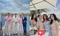 Quang Hải, Văn Hậu, Đức Chinh dự đám cưới của thủ môn Bùi Tiến Dũng với bạn gái ngoại quốc