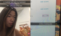 Miếng thịt rơi trúng nút “Thoát” ở bàn phím, nữ sinh phải xin làm lại bài kiểm tra online