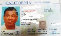 Tấm bằng lái xe giả có ảnh của Tổng thống Philippines.