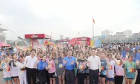 Đông đảo học sinh, đoàn viên tham gia ngày hội học sinh 3 tốt.