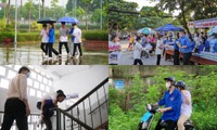 Ngày đầu kỳ thi THPT 2023: Từ che ô, cõng leo thang tới chở đi thi, biệt đội áo xanh &quot;cân&quot; hết