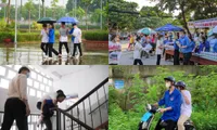 Ngày đầu kỳ thi THPT 2023: Từ che ô, cõng leo thang tới chở đi thi, biệt đội áo xanh &quot;cân&quot; hết