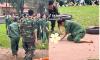 Clip nữ sinh &quot;lăn xả&quot; khi học quân sự gây sốt, dân mạng nể phục tinh thần quyết tâm