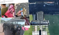 Concert BLACKPINK tại Hà Nội: Dựng sân khấu hoàn tất, khán giả đội nắng xếp hàng dài đổi vé