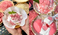 Tàu hũ hoa anh đào gây mê vì xinh yêu, có trân châu như ngọc trai nổ &quot;bốp bốp&quot;