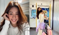 Hoa hậu Khánh Vân đã lên máy bay về nước, lựa chọn trang phục cực tinh tế và ý nghĩa