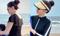 Lộ diện &quot;nàng hậu kín đáo nhất showbiz&quot;: Đi biển mà mặc còn kín hơn dân công sở!