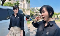 Hải Tú khoe tóc mới xinh xắn nhưng trang phục lại có điểm gây khó hiểu
