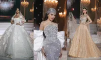 Dàn Hoa hậu đình đám hóa cô dâu cổ điển trong đầm cưới của Chung Thanh Phong