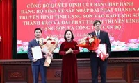 Phó Chủ tịch Thường trực UBND tỉnh Bắc Giang Mai Sơn (ở giữa) trao quyết định nghỉ hưu trước tuổi cho Chánh Văn và Phó Chánh Văn phòng UBND tỉnh Bắc Giang.