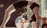 Hồ Ngọc Hà âu yếm bé Leon theo phong cách &quot;không đụng hàng&quot;: Vừa tập yoga vừa hôn con