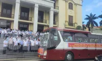 Tỉnh Thái Bình tổ chức lễ xuất quân vào TP Hồ Chí Minh hỗ trợ phòng chống dịch - Ảnh: Hoàng Long