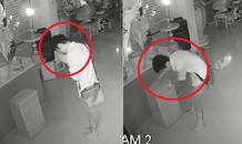 Thanh niên vái lạy trước khi trộm tiền công đức trong chùa