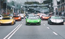 122 siêu xe Lamborghini diễu hành trên đường phố Singapore