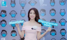 Hoa hậu Đỗ Mỹ Linh mặc váy quây cầm biển Ngưng ngược đãi