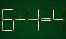 Di chuyển một que diêm sửa phép tính 6 + 4 = 4 thành đúng