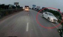Ô tô bất chấp nguy hiểm chạy ngược chiều trên cao tốc