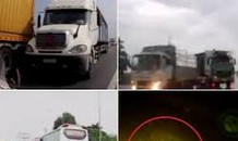 Những pha lấn làn, vượt ẩu kinh hoàng của xe container
