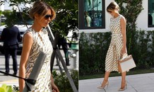 Bà Melania diện váy Gucci, xách túi Hermes trăm triệu đi bỏ phiếu