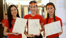 Hoa khôi Sinh viên Việt Nam áo đỏ sao vàng cổ vũ tuyển Việt Nam Hoa khôi Sinh viên Việt Nam áo đỏ sao vàng cổ vũ tuyển Việt Nam
